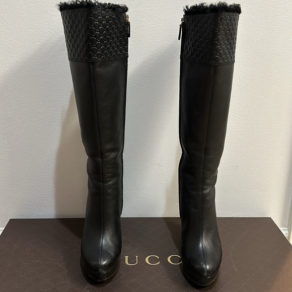 GUCCI TALL WEDGE BOOTS w/ Iconic GGs - Picture 3 of 9